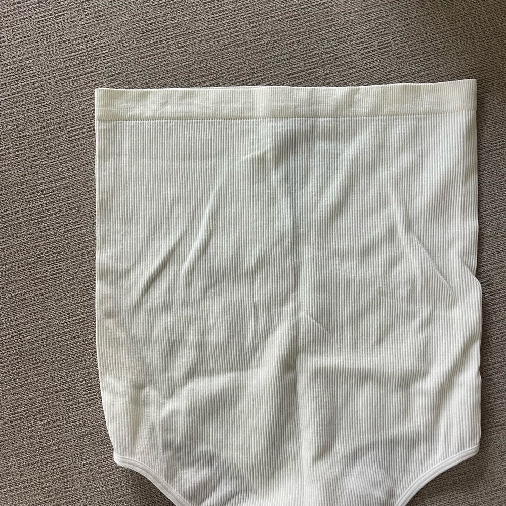 White Ribbed Strapless Body Suit